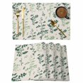thumbnail image 1 of Sage Green Botanical Placemats Set of 6, Rustic Country Spring Floral Summer Leaf Placemats for Dining Table, Place Mats for Kitchen Tabletop, Waterproof Wipeable Dining Table Mats Set, 1 of 9