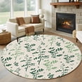 thumbnail image 1 of Sage Green Botanical Round Area Rug 7Ft Washable Circle Rugs for Dorm Laundry Room, Rustic Country Spring Floral Summer Leaf Non-Slip Carpet Floor Mats Indoor Outdoor Carpet Runner Home Decor, 1 of 8