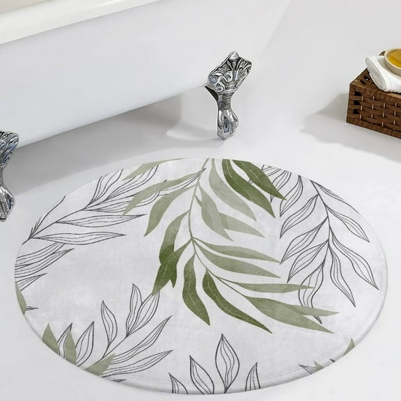 Sage Green Botanical Round Carpet Circle Rug Outdoor Patio Area Rug Washable Large Area Rugs Hallway Room Decor Fitness Mats