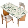 thumbnail image 1 of Sage Green Botanical Table Cloths for 5 Foot Rectangle Tables, Rustic Country Spring Floral Summer Leaf Patio Waterproof Elastic Fitted Tablecloths, Washable Rectangular Table Cover for Camping, 1 of 8