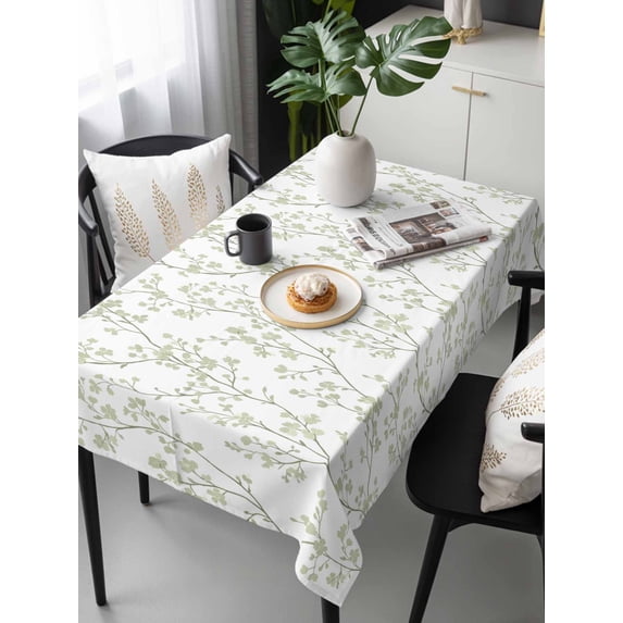 Sage Green Botanical Tablecloth Rectangle Table Cloth 60x120, Waterproof Tablecloth Outdoor Table Cloth, Plant Flower Floral Tree Branch Washable Table Cover for Kitchen Dinning Party