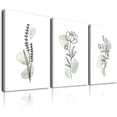 thumbnail image 1 of Sage Green Botanical Wall Art, Boho Wall Art Farmhouse Decor, Framed Plant Wall Decor Sage Green Watercolor Wild Flowers Floral Leaf Line Canvas Paintings, Minimalist Botanical Prints for Bedroom, 1 of 6