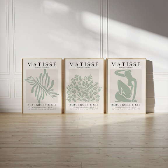 Sage Green Botanical Wall Art Boho Gallery Prints Set 3 Unframed Paper Print 8x12