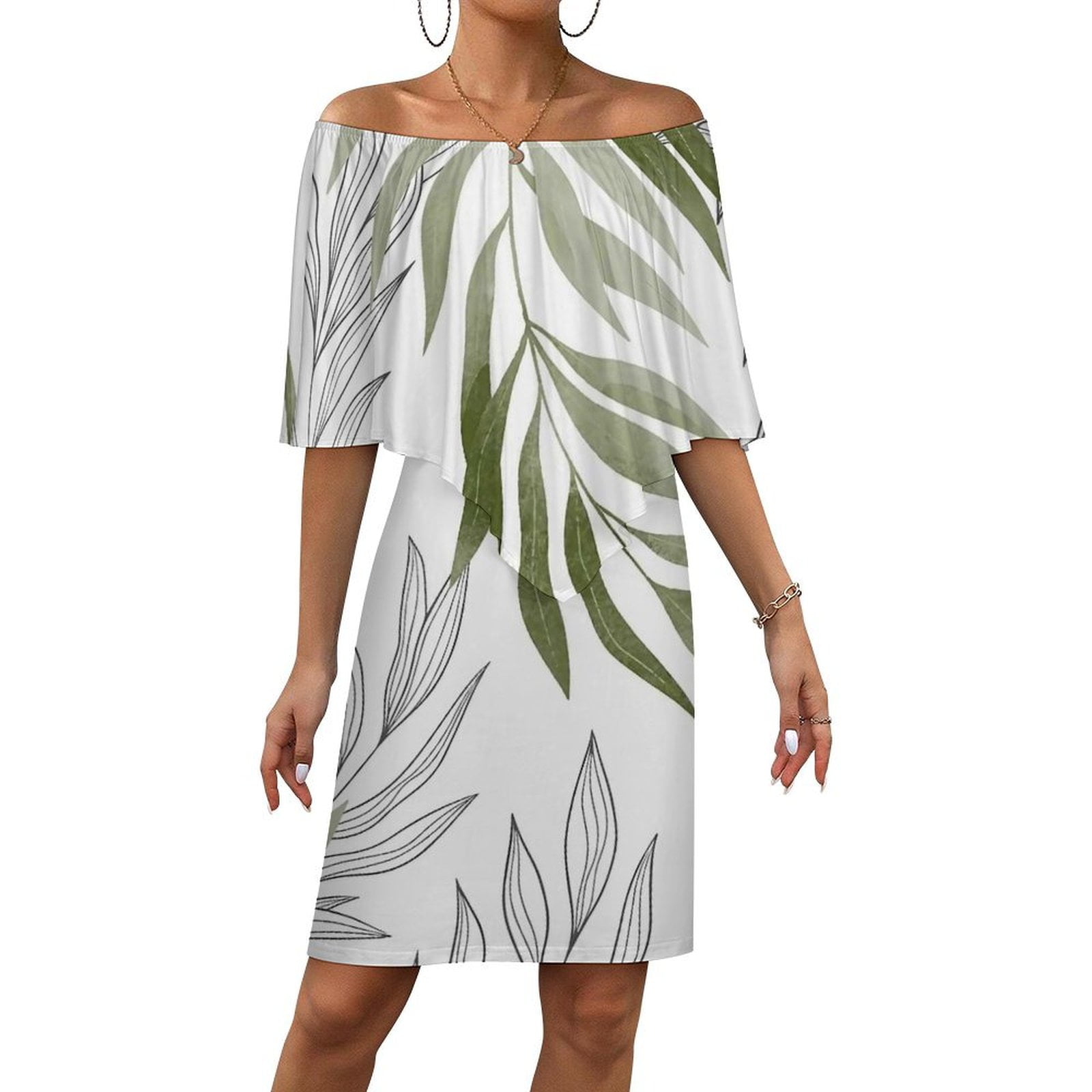 Sage Green Botanical Women's Off The Shoulder Ruffles Summer Wedding Guest Loose Casual Party Beach Dress - Walmart.com Sage Green Botanical Women's Off The Shoulder Ruffles Summer Wedding Guest Loose Casual Party Beach Dress - Walmart.com
