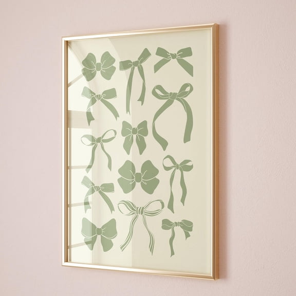 Sage Green Bows Print Coquette Decor Trendy Preppy Wall Art Old Money Aesthetic College Apartment Decor Girly Room Aesthetic Decor For Living Room Bedroom