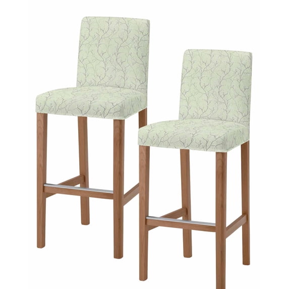 Sage Green Branches Bar Stool Covers Set of 2, Vintage Art Farmhouse Stretch Washable Bar Chair Covers with Backs, Removable Pub Counter Height Chair Cover for Kitchen Dining Room Cafe
