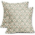 thumbnail image 1 of Sage Green Brown Floral Block Print Pillow Covers 20X20 Set of 2, Flower Pattern Spring Summer Print Decorative Throw Pillow Covers Outdoor Farmhouse Seasonal Cushion Case Couch Sofa Bed Decor, 1 of 3
