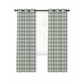 Sage Green Buffalo Check Blackout Curtains for Bedroom, Thermal Insulated Noise Reducing Window Drapes, Energy Saving Grommet Top Plaid Room Darkening Panels for Living Room, 2 Panels, 42" x 63"