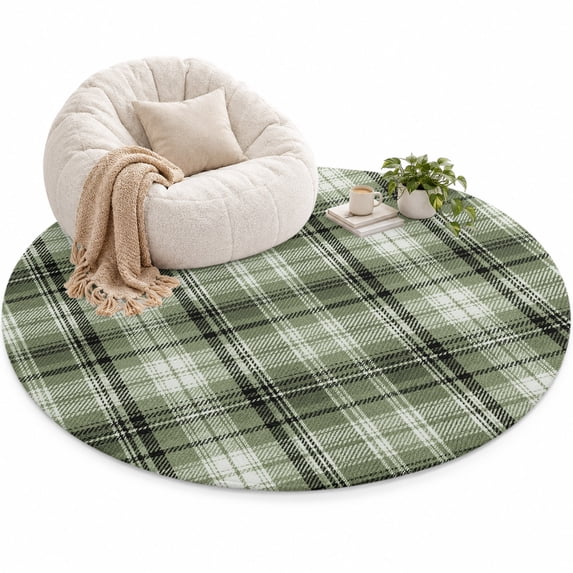 Sage Green Buffalo Plaid Area Rug 5', Rustic Farmhouse Soft Mat Non ...
