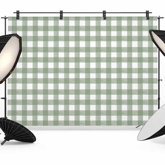 Sage Green Buffalo Plaid Backdrop for Photography,Fabric Photo Background Backdrop,Farmhouse Green White Checkered Photo Booth Background for Portrait Photoshoot Video Wedding Studio Banner 8x6ft