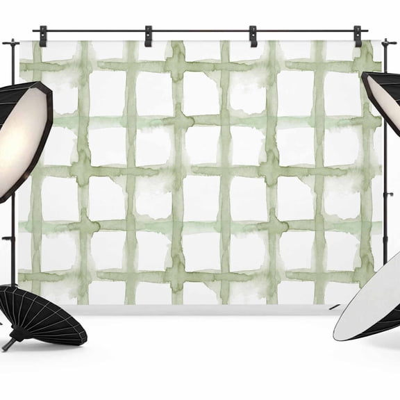 Sage Green Buffalo Plaid Backdrop for Photoshoot,Photography Photo Studio Background Wall Backdrop,Farmhouse Check Stripes Geometric Back Drop Banner Panel for Portraits Wedding Live Streaming 8x6Ft