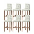 thumbnail image 1 of Sage Green Buffalo Plaid Bar Stool Covers Set of 6, Farmhouse Check Stripes Geometric Stretch Bar Chair Covers with Backs, Removable Pub Counter Height Chair Cover for Kitchen Dining Room Cafe, 1 of 7