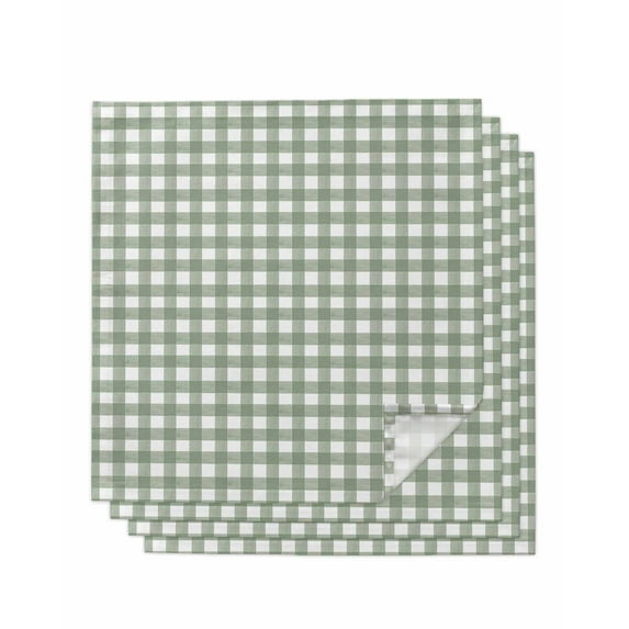 Sage Green Buffalo Plaid Cloth Napkins Washable Set of 4, Farmhouse Green White Checkered Reusable Dinner Table Napkins Cloth Bulk for Weddings Kitchen Restaurants Hotel Events Parties 20 x 20 Inch