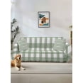thumbnail image 1 of Sage Green Buffalo Plaid Couch Cover for 2 Cushion Sofa, Farmhouse Green White Checkered Washable Loveseat Sofa Covers Slipcover for Sectional Sofas L-Shaped, Couch Throw Cover 71"x118", 1 of 9