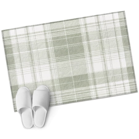 Sage Green Buffalo Plaid Entryway Rug 2x3 Area Rug Washable Indoor Doormat Small Bathroom Rugs Non-Slip Low Pile Accent Throw Rugs Farmhouse Modern Checkered Floor Carpet for Kitchen Bedroom Entrance