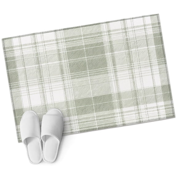 Sage Green Buffalo Plaid Entryway Rug 2x3 Area Rug Washable Indoor Doormat Small Bathroom Rugs Non-Slip Low Pile Accent Throw Rugs Farmhouse Modern Checkered Floor Carpet for Kitchen Bedroom Entrance