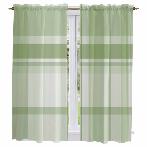 Sage Green Buffalo Plaid Kitchen Curtains 63 Inch Length, Geometric Modern Farmhouse Tiers Curtains for Living Room Berdoom Bathroom, Light Filtering Drapes Window Treatment 2 Panels 42"Wx63"L