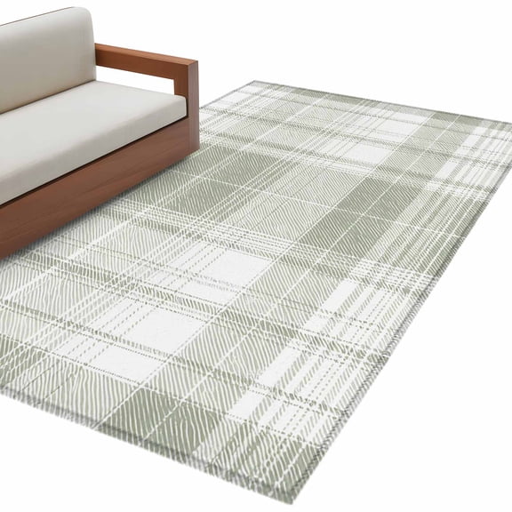 Sage Green Buffalo Plaid Living Room Rug 4x6 Washable Area Rug for Bedroom, Non-Slip Dining Room Rugs Farmhouse Modern Checkered Indoor Carpet for Kitchen Entryway Office Nursery Laundry