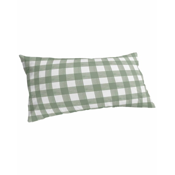 Sage Green Buffalo Plaid Pillow Covers King Size, Farmhouse Green White Checkered Soft Bed Throw Pillowcases Breathable Cooling Long Lumbar Body Pillow Sham Cover for Bed Sofa 20''x40''