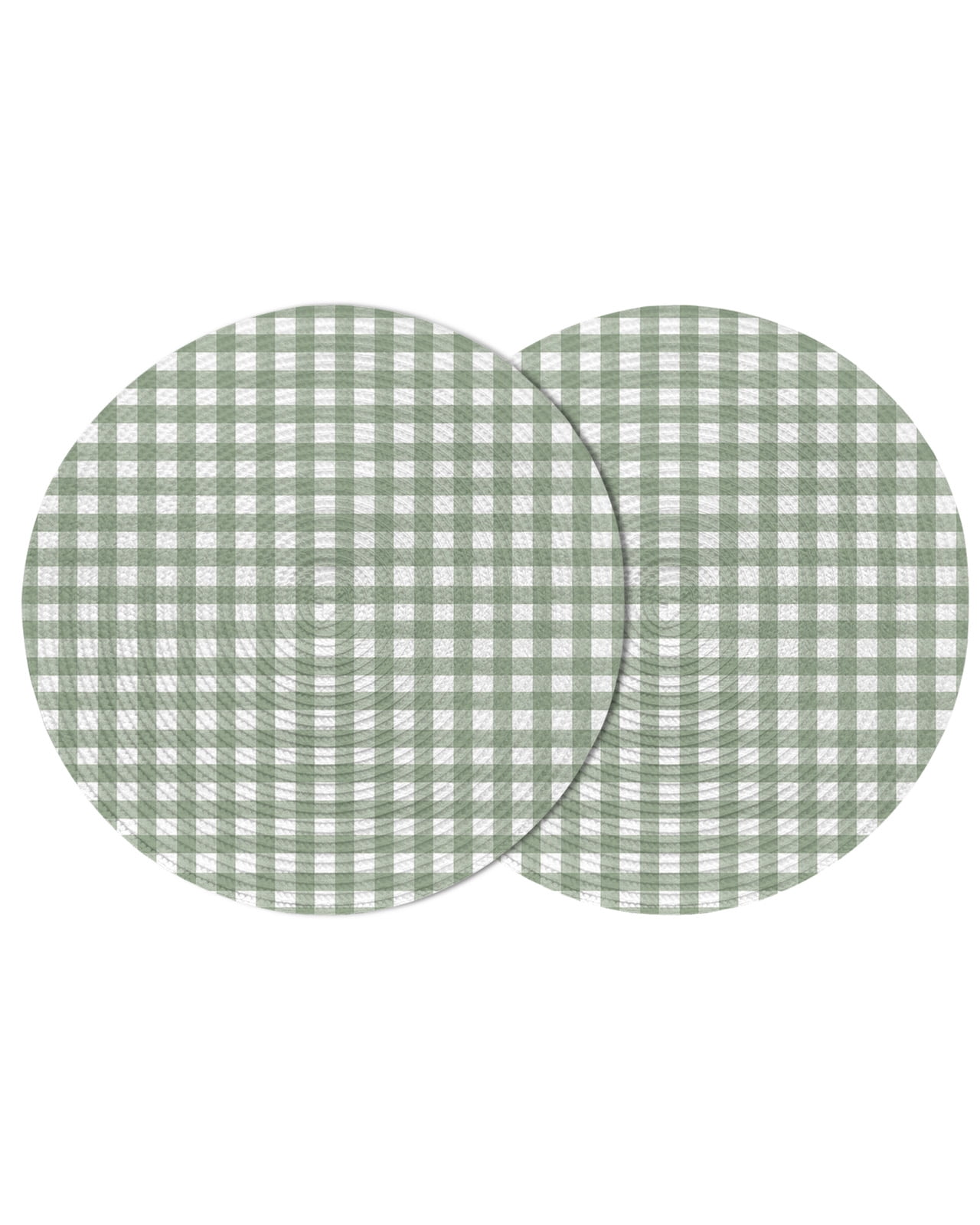 Sage Green Buffalo Plaid Round 13 Inch Placemats Set of 2, Farmhouse ...