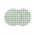 thumbnail image 1 of Sage Green Buffalo Plaid Round 13 Inch Placemats Set of 2, Green White Checkered Farmhouse HeatResistant Non Slip Place Mats for Dining Table, Wipeable Braided Kitchen Table Mats for Housewarming, 1 of 9