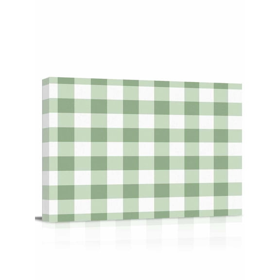 Sage Green Buffalo Plaid Wall Art for Living Room,Canvas Picture Wall Decor for Bathroom Bedroom,Green White Checkered Farmhouse Painting Artwork for Office Kitchen Hallway Dining Room Decor 12"x16"