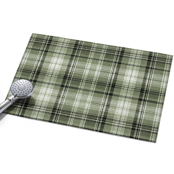Sage Green Buffalo Plaid Washable Area Rug 2 x 3 ft Rustic Farmhouse Soft Non Slip Rugs Stain Repellent Indoor Felt Carpet for Living Dining Room Bedroom Home Office