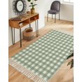 thumbnail image 1 of Sage Green Buffalo Plaid Washable Area Rug 3'x5',Farmhouse Green White Checkered Woven Cotton Tassels Kitchen Rugs,Non Slip Indoor Door Mat Throw Carpet for Entryway Living Room Nursery Laundry Room, 1 of 9