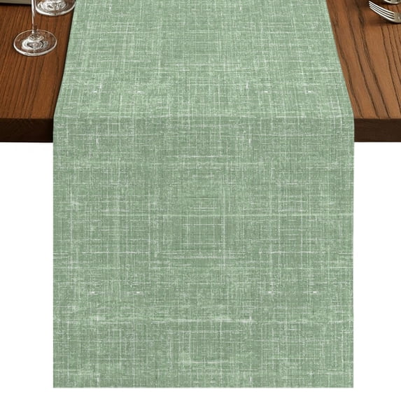 Sage Green Burlap Cotton Table Runner 18x72 Inches Long, Farmhouse Vintage Green Solid Color Modern Farmhouse Table Runners, Outdoor Dining Tablecloths Decor for Baby Shower/Party/Wedding
