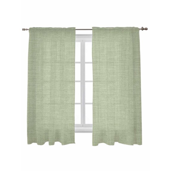 Sage Green Burlap Texture Curtains 63 Inch Length,Sheer Curtains for Bedroom Living Room Window Farmhouse Vintage Sage Green Rod Pocket Drapes Kitchen Curtains Small Half Window 42"x63" 2 Panels
