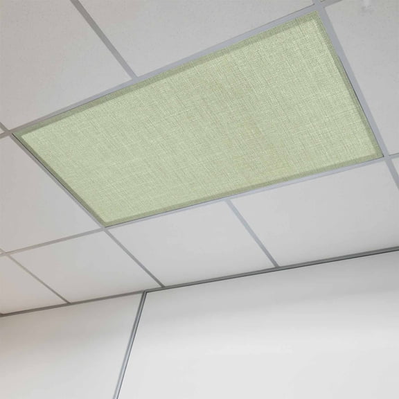 Sage Green Burlap Texture Fluorescent Light Covers, Farmhouse Vintage Sage Green Magnetic Light Covers for Ceiling Lights, Fluorescent Ceiling Shade Filters for Classroom Bedroom Office 4x2Ft x 1PCS