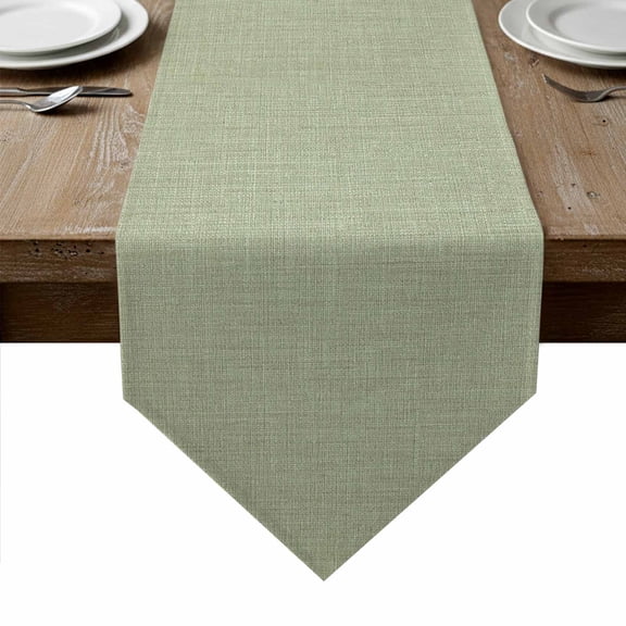 Sage Green Burlap Texture Table Runner Linen Burlap Table Runner 72 Inches Long Farmhouse Vintage Sage Green Dresser Scarves for Kitchen Island Coffee Dining Room Party Holiday Decoration 13"x72"
