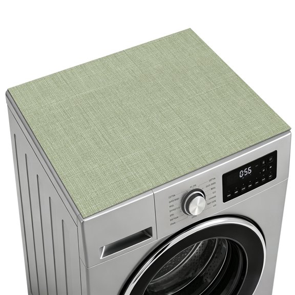 Sage Green Burlap Texture Washer and Dryer Top Protector Mat, Non Slip Washing Machine Cover Pad, Farmhouse Vintage Sage Green Dustproof Appliance Protector for Laundry Room Accessories 27"x27"