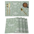 thumbnail image 1 of Sage Green Butterfly Botanical Placemats Set of 2 Summer Plants Line Art Place Mats Indoor Wipeable Table Mats Washable Cloth Dining Table Placemats for Kitchen Holiday Party Home Decor 13x19 Inch, 1 of 9