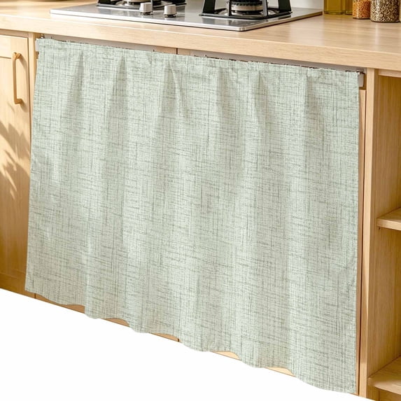 Sage Green Cabinet Dishwasher Hidden Curtains, Privacy Closet Door Curtain, Solid Color Modern Minimalist Abstract Adhesive Dust Proof Under Sink Skirt for Bathroom Kitchen 35"x35"