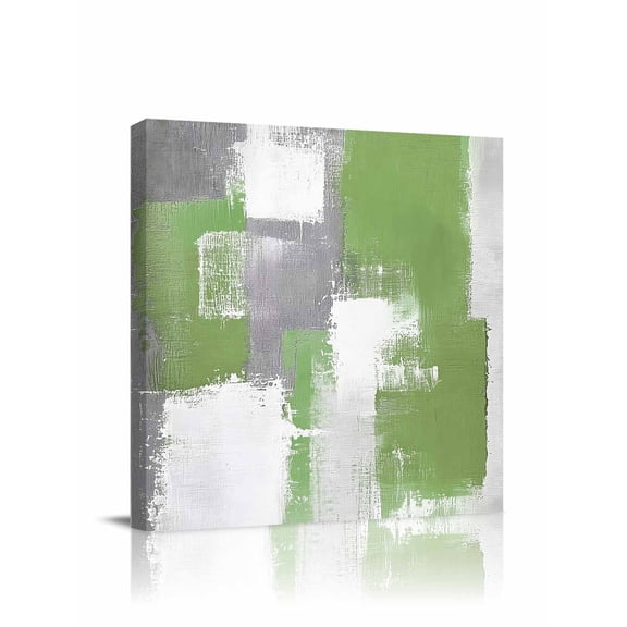 Sage Green Canvas Wall Art, Gray Graffiti Color Block Abstract Geometric Art Framed Wall Decor Modern Artwork Prints Painting for Living Room, Bedroom, Kitchen & Cafe Decor 8x8 Inch