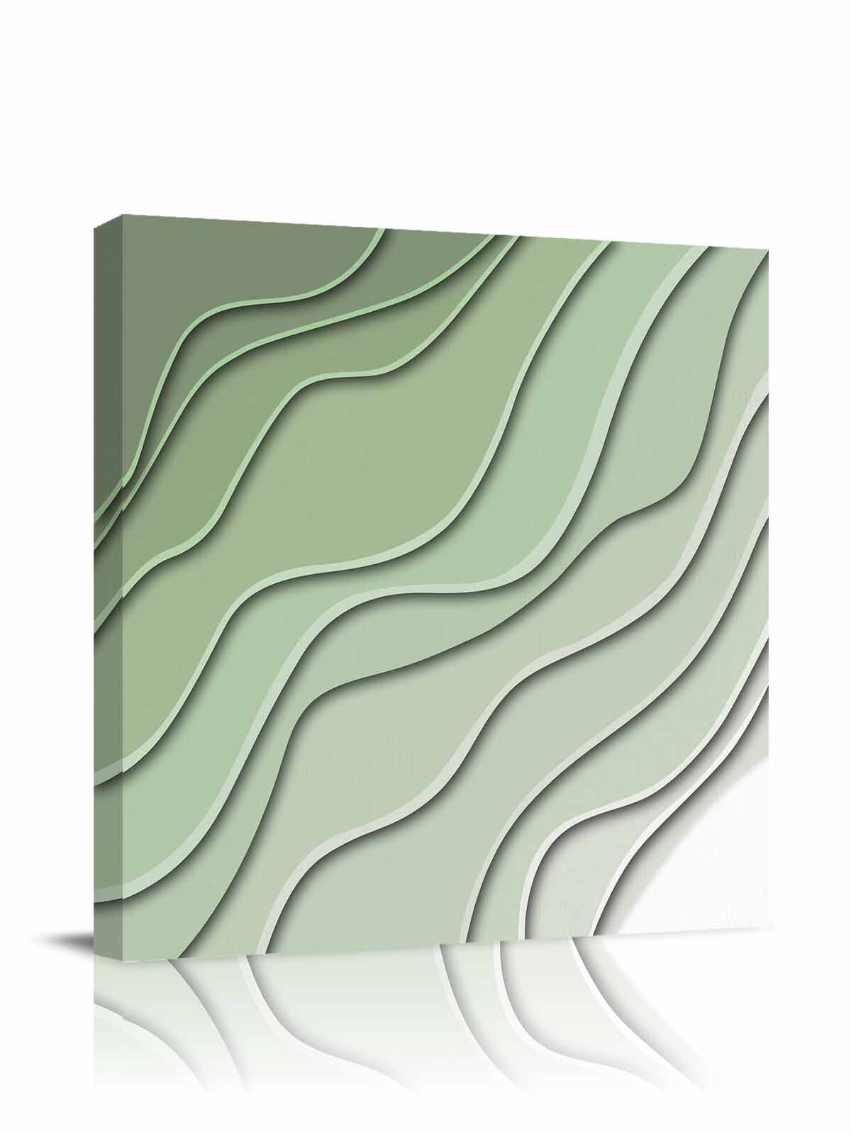 Sage Green Canvas Wall Art, Ombre Stripes Geometric Color Gradient Framed Wall Decor Modern Artwork Prints Painting for Living Room, Bedroom, Kitchen & Cafe Decor 16x16 Inch