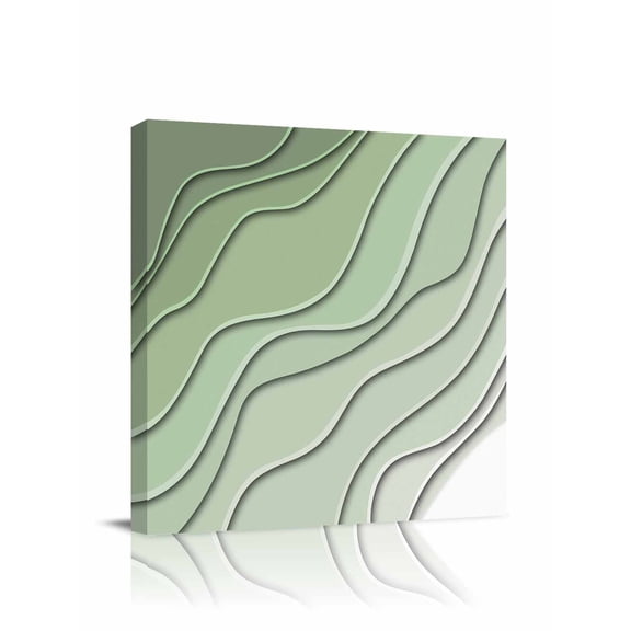 Sage Green Canvas Wall Art, Ombre Stripes Geometric Color Gradient Framed Wall Decor Modern Artwork Prints Painting for Living Room, Bedroom, Kitchen & Cafe Decor 16x16 Inch