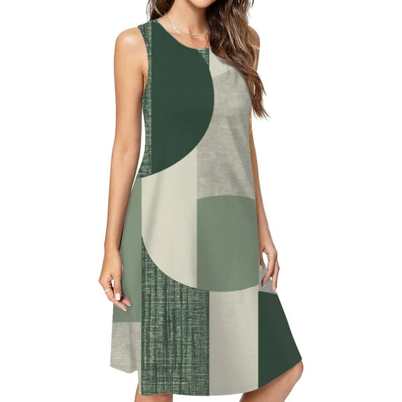 Sage Green Casual Sleeveless Loose Sundress Dress For Women Summer Dress Daily Woman