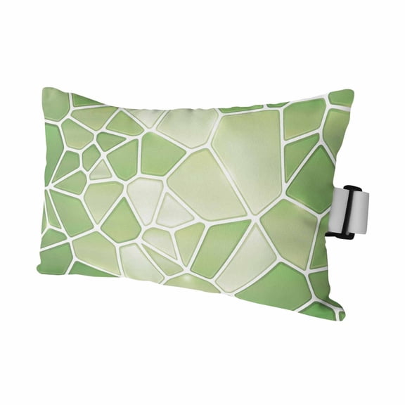 Sage Green Ceramic Outdoor Pillows for Chaise Lounge Chair Waterproof Lumbar Pillows with Insert&Adjustable Elastic Strap Beach Headrest Pillow Abstract Tiles Modern Art Pillow for Patio Pool 11"x16"