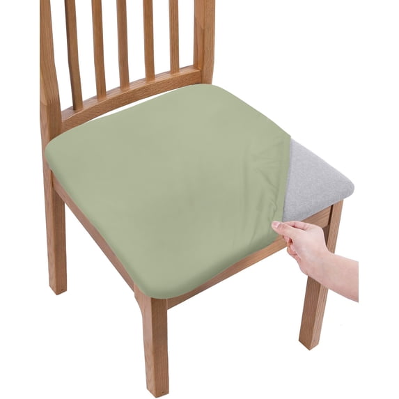 Sage Green Chair Seat Covers for Dining Room Stretch Chair Seat Covers Set of 4, Farmhouse Sage Green Decor Chair Seat Protector Cushion Slipcovers for Kitchen Restaurant Office