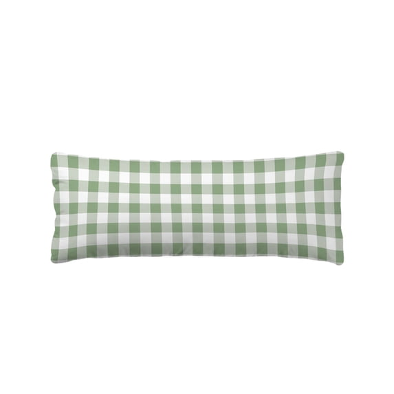 Sage Green Check Long Body Pillow Cover 20x60 Inch, Modern Rustic Green Buffalo Plaid Decorative Pillowcase with Zipper, Microfiber Pillow Protector, Soft Breathable Long Pillowcases for Women