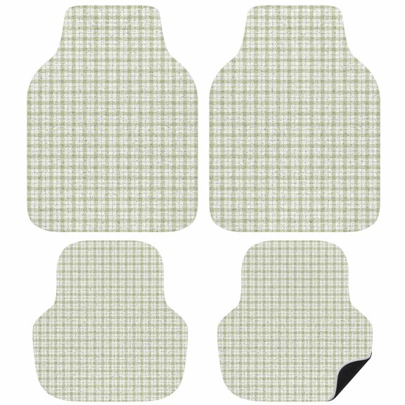 Sage Green Checkered Car Floor Mats 4 Pieces, Front & Rear Auto Carpet Mats Full Set with Rubber Backing, Modern Farmhouse Buffalo Plaid Universal All Weather Car Floor Protectors for SUV Truck Van