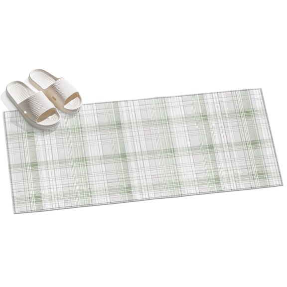 Sage Green Checkered Hallway Runner Rug 2x6 Washable Non Slip Kitchen Runner Rug for Bedside Bathroom Low Pile Summer Modern Minimalist Indoor Floor Carpet Area Rugs for Living Room Bedroom Office