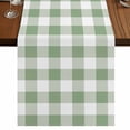 thumbnail image 1 of Sage Green Checkered Short Table Runner 48 Inches Long, Farmhouse Buffalo Plaid Cotton Linen Table Runners Dresser Scarves, Fabric Tabletop Scarf Furniture Cover for Home Dinner Party Decor 13"x48", 1 of 8