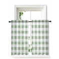 thumbnail image 1 of Sage Green Checkered Tier Curtains 45 Inch Length,Sheer Curtains for Bedroom Living Room Window Green White Buffalo Plaid Rod Pocket Drapes Kitchen Curtains Small Half Window 27.5"x45" 2 Panels, 1 of 7