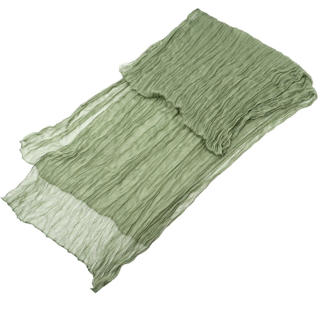 Sage Green Cheesecloth Table Runners – 3 Pack Pleated Boho Gauze Runners For Weddings, Parties & Dining Table Decor