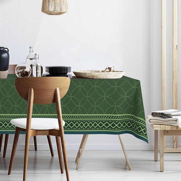 Sage Green Chenille Fabric Waterproof Tablecloth,Rectangle Watercolor Wrinkle Oil-Proof Resistant Table Cover for Dining Table, Buffet Parties and Camping, Mint Color (60" x 84")