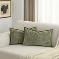 thumbnail image 1 of Sage Green Chenille Throw Pillow Covers 12x20 Inch Set of 2,Soft Cozy Bound Edge Design Lumbar Pillow Cases,Home Decor for Couch Bed Living Room, 1 of 6