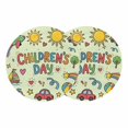 thumbnail image 1 of Sage Green Children's Day Round 13 Inch Placemats Set of 2, Car Tree Stars Modern Abstract Art HeatResistant Non Slip Place Mats for Dining Table, Wipeable Braided Kitchen Table Mats for Housewarming, 1 of 9